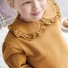 Sweat Col Claudine En Broderie Anglaise Fille Caramel - Vertbaudet