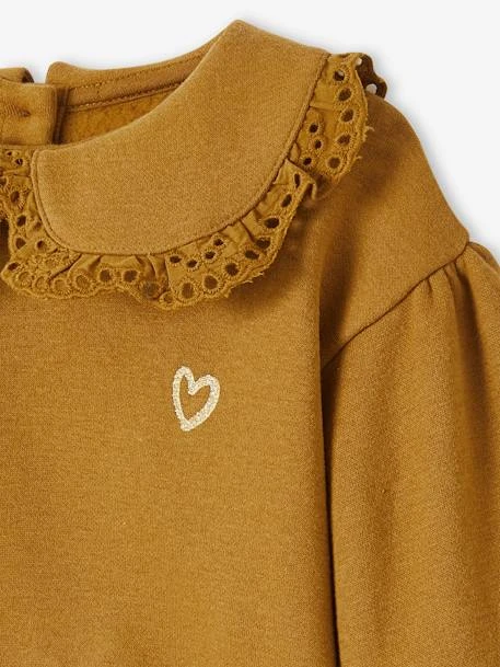 Sweat Col Claudine En Broderie Anglaise Fille Caramel - Vertbaudet – Image 5