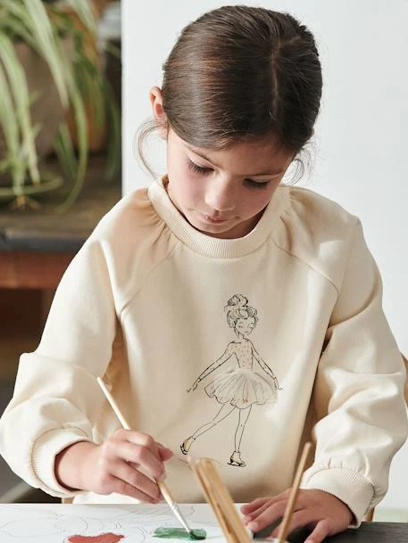 Sweat Motif égérie Détails Fantaisie Fille Beige - Vertbaudet – Image 2