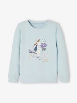 Sweat Motif égérie Fille Bleu Ciel - Vertbaudet