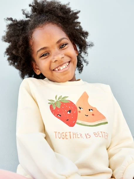 Sweat Motifs Fruits Fille Rose Pâle - Vertbaudet
